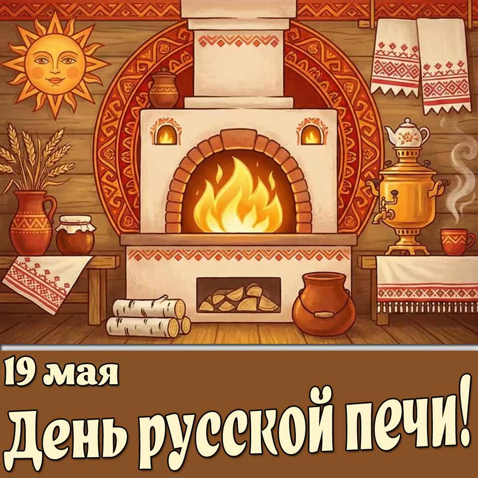 Открытка 19 мая - день русской печи!