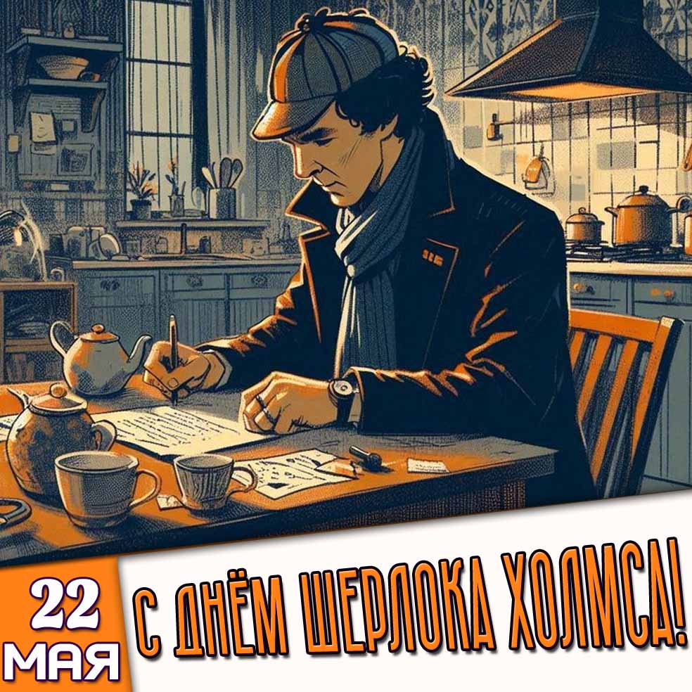 Открытка 22 мая - с днём Шерлока Холмса!