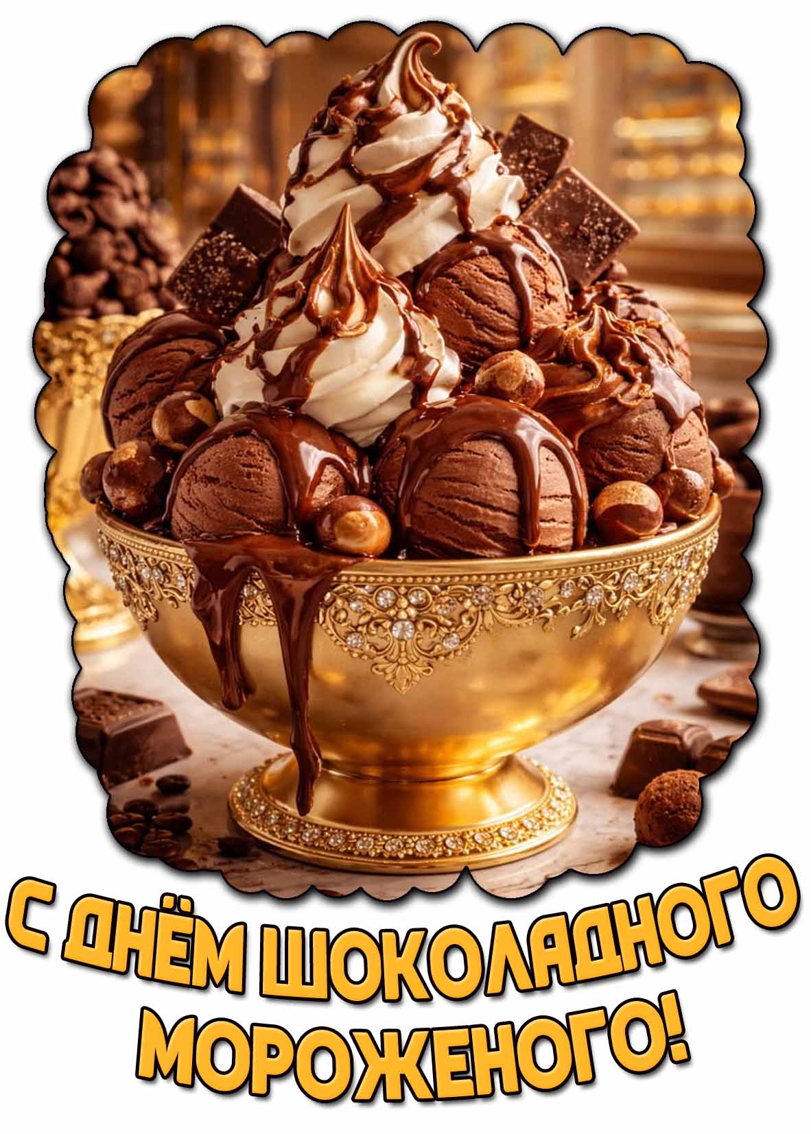 С днём шоколадного мороженого! - красивая открытка