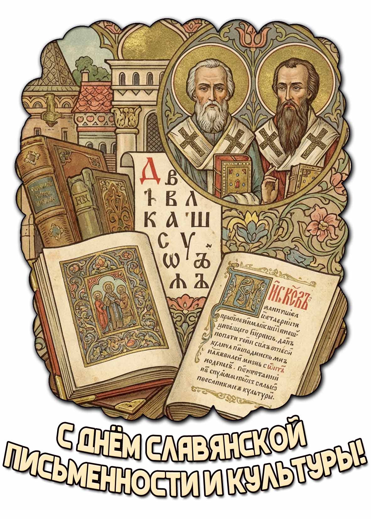 С днём славянской письменности и культуры! - красивая открытка