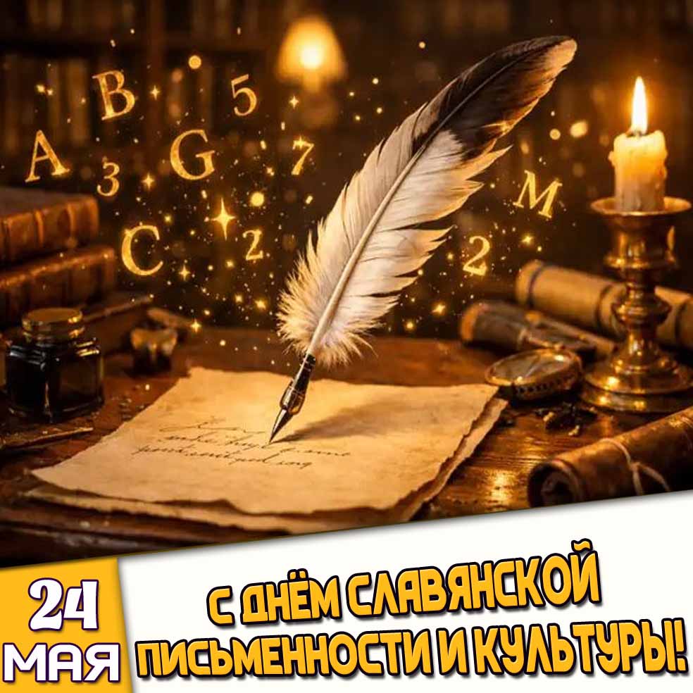 Открытка 24 мая - с днём славянской письменности и культуры!