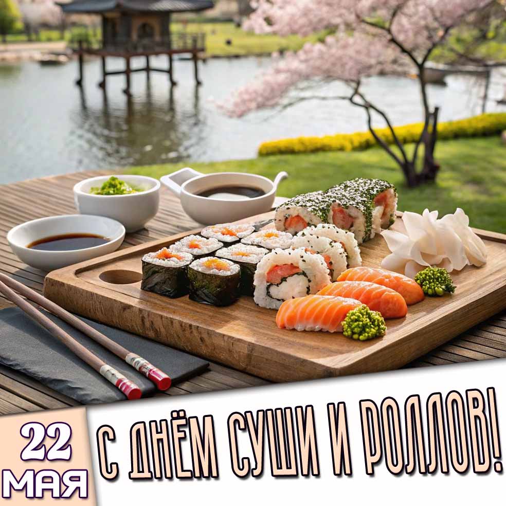 Картинка 22 мая - с днём суши и роллов!
