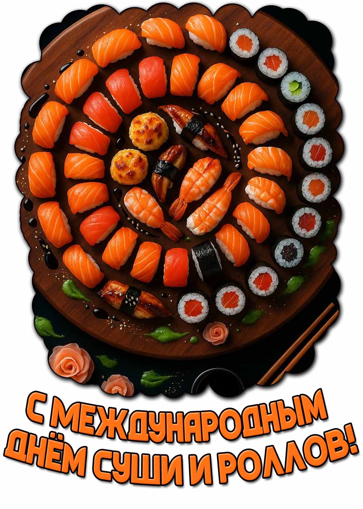 Открытка с Международным днём суши и роллов