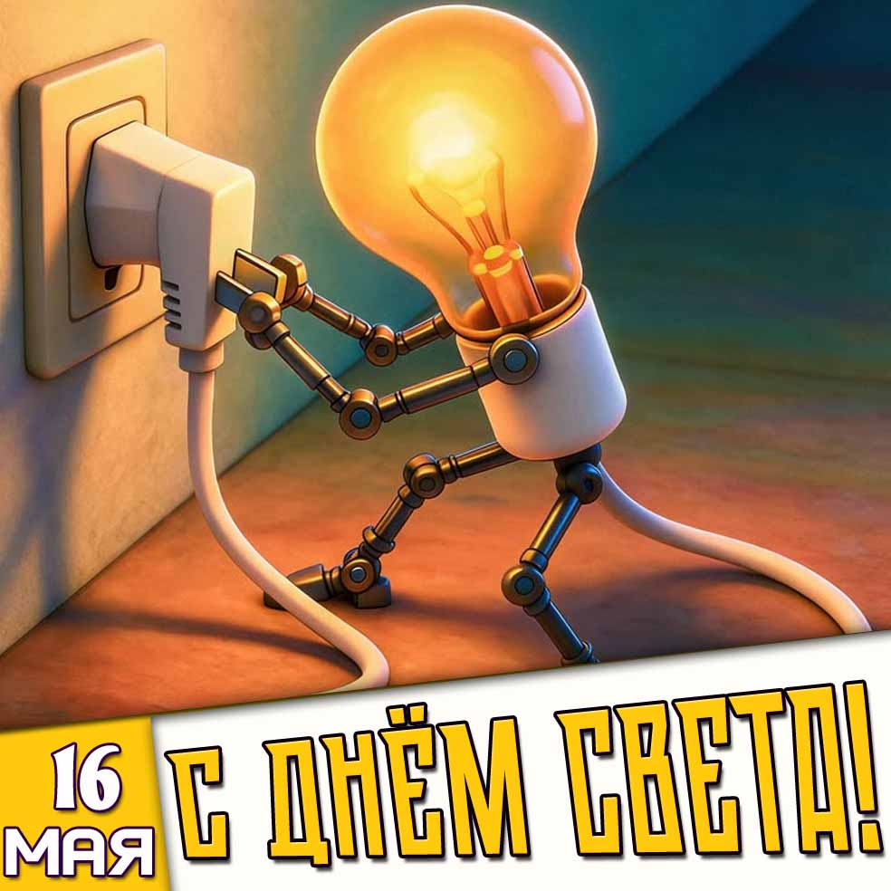Прикольная открытка 16 мая - с днём света!