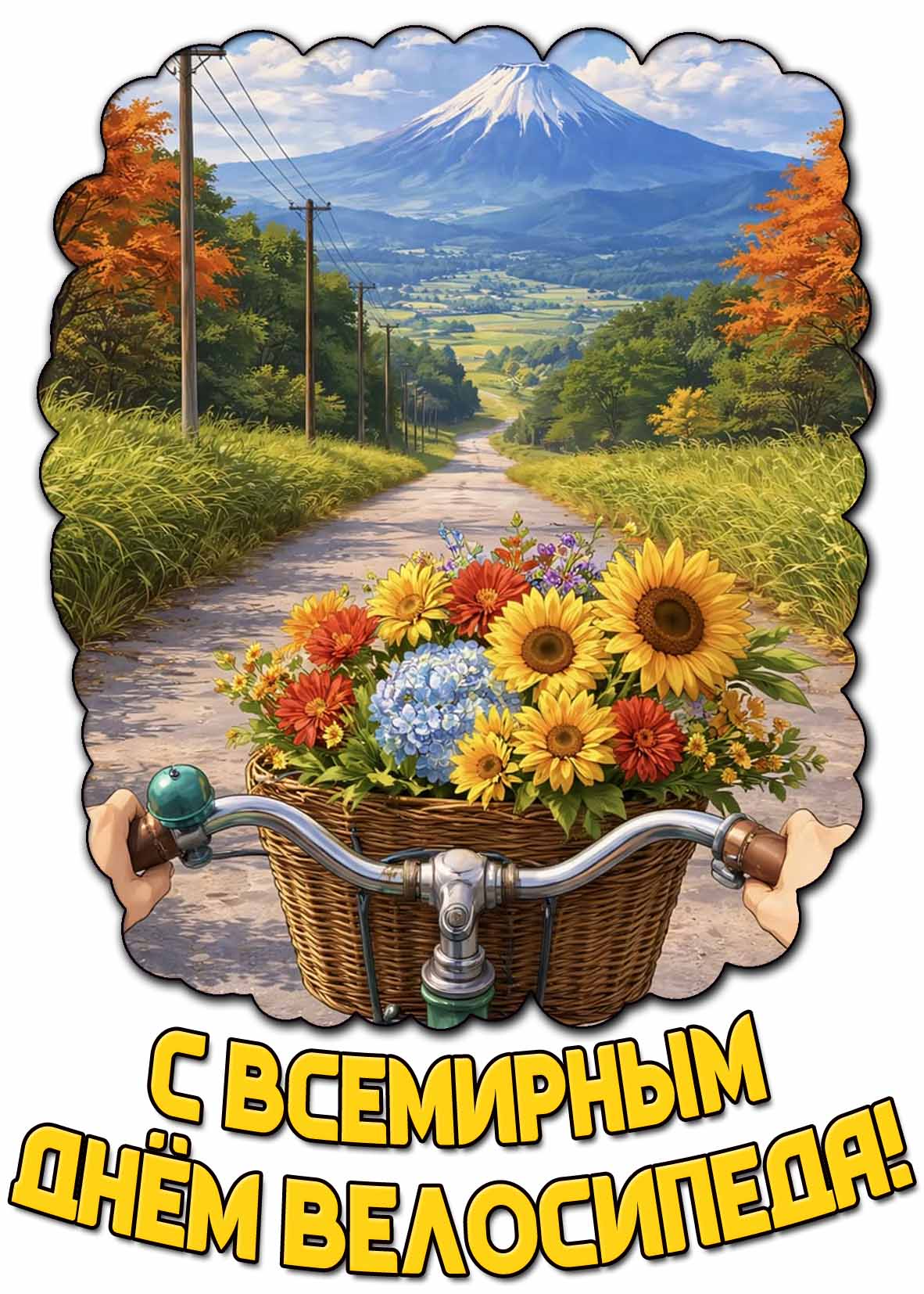Открытка с Всемирным днём велосипеда