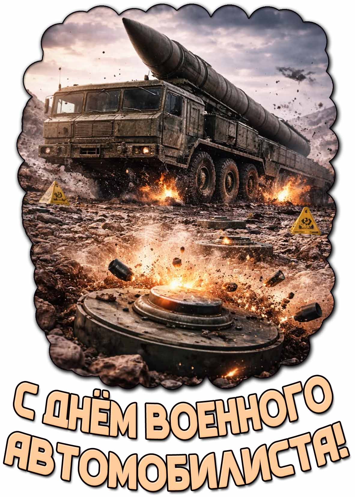 Крутая открытка с днём военного автомобилиста
