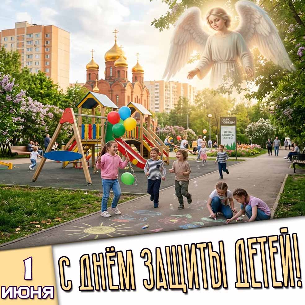 Открытка 1 июня - с днём защиты детей!