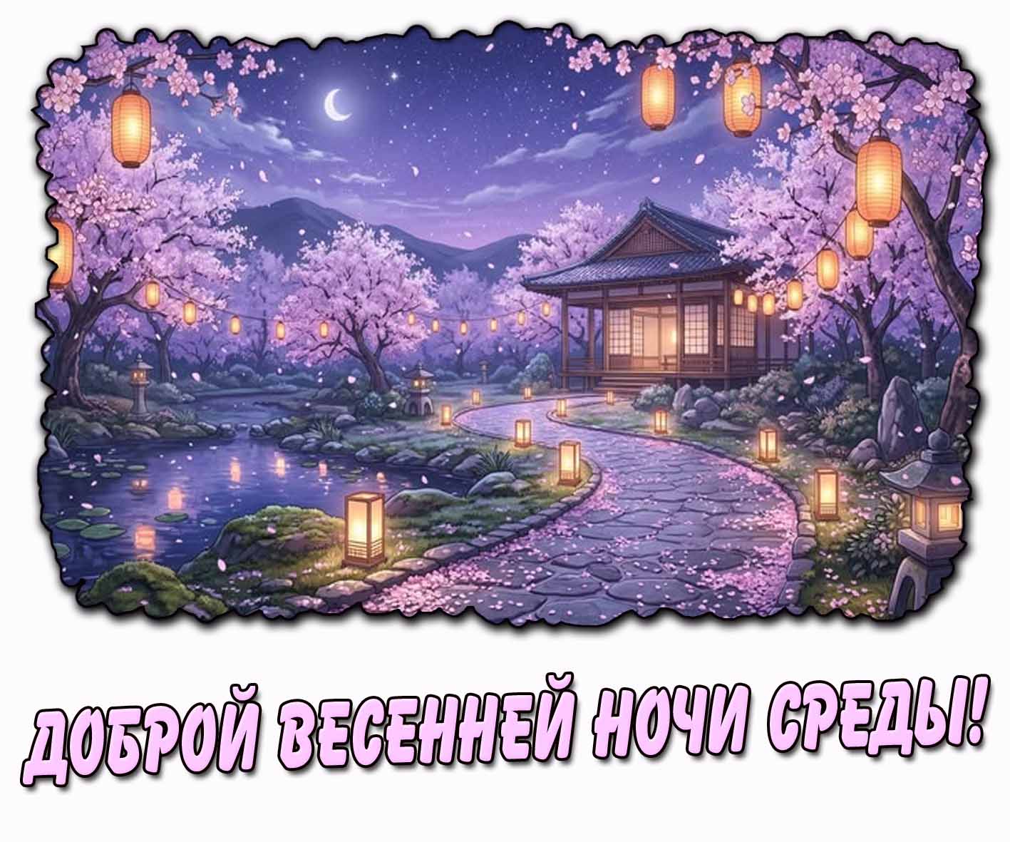 Открытка доброй весенней ночи среды