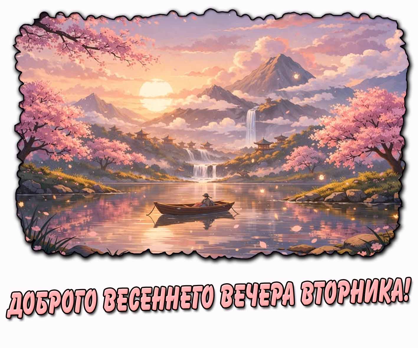 Доброго весеннего вечера вторника! - красивая открытка