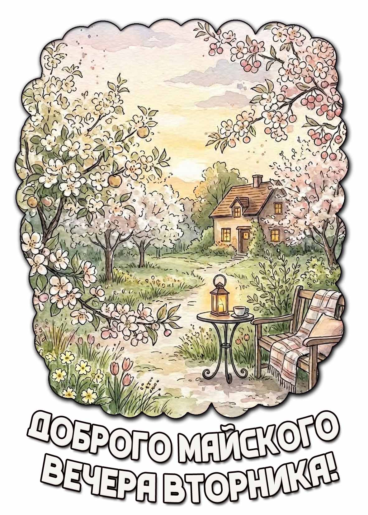 Открытка доброго майского вечера вторника