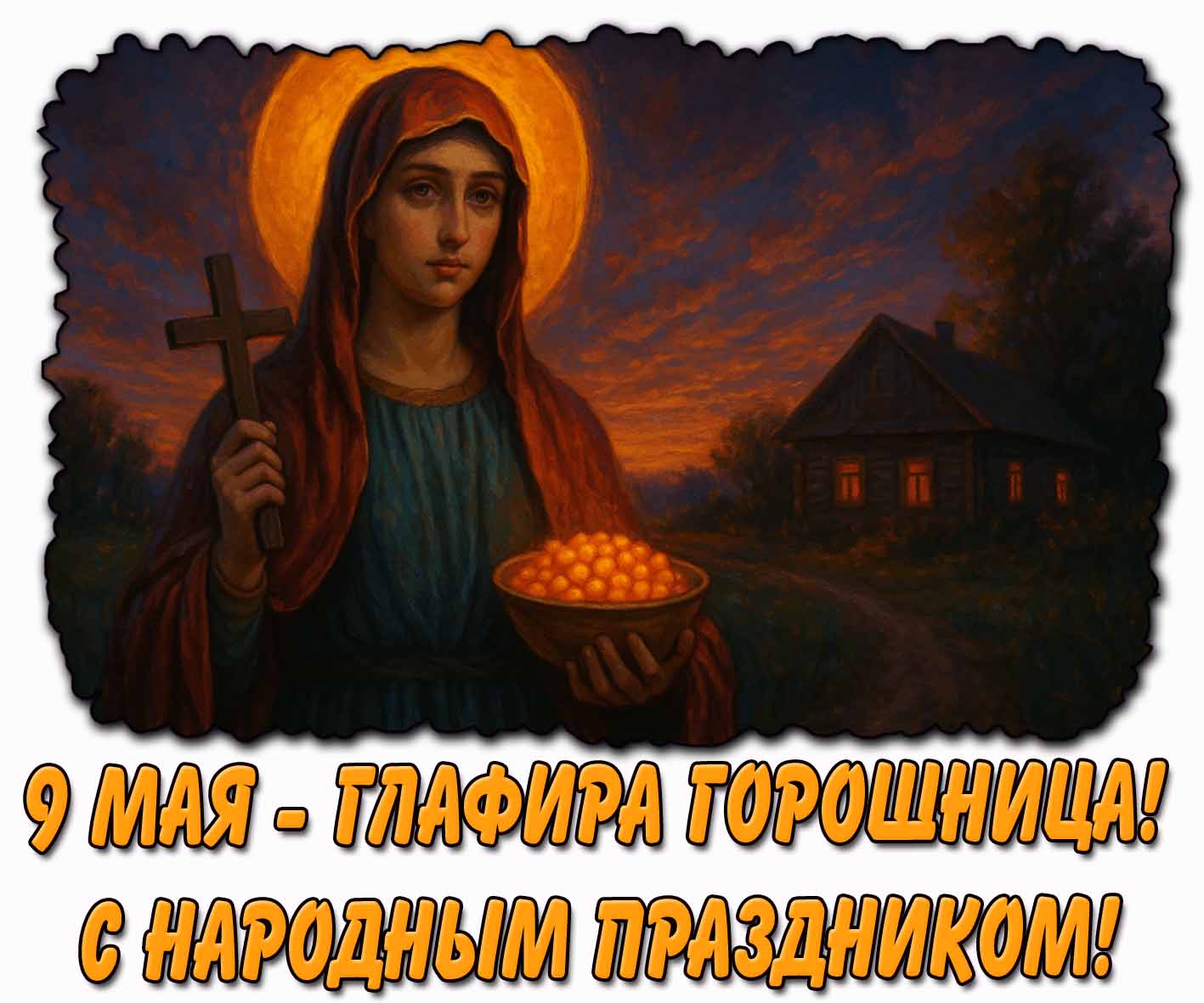 Открытка "9 мая - Глафира Горошница! С народным праздником!"