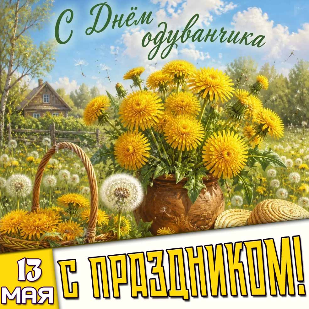 Картинка "13 мая - с днём одуванчика! С праздником!"