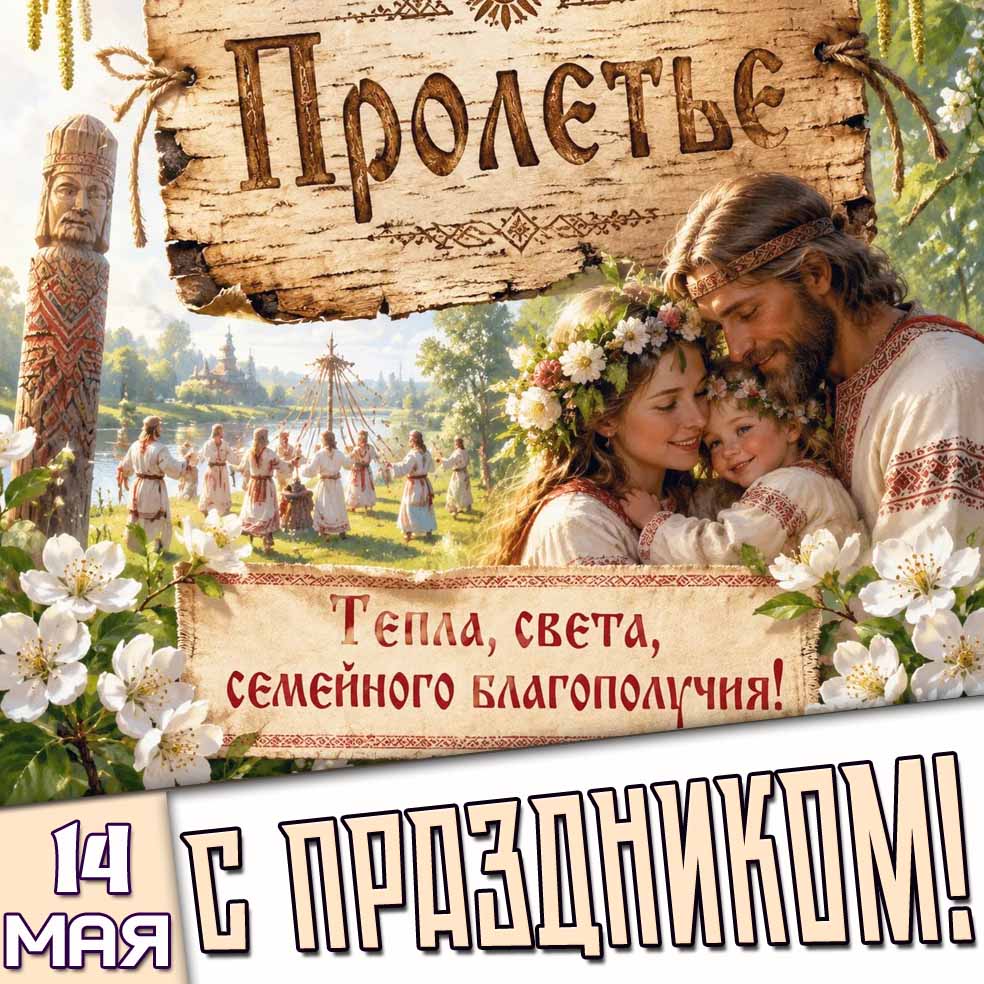 Картинка "14 мая - Пролетье! Тепла, света, семейного благополучия! С праздником!"
