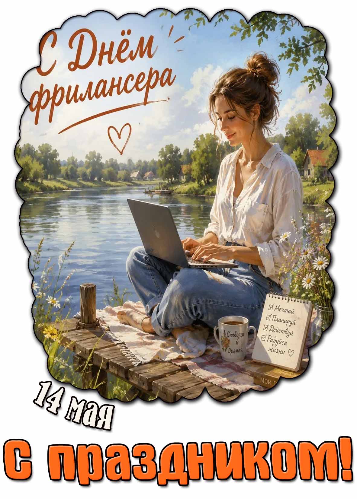Картинка "14 мая - с днём фрилансера! Мечтай! Планируй! Действуй! Радуйся жизни! С праздником!"