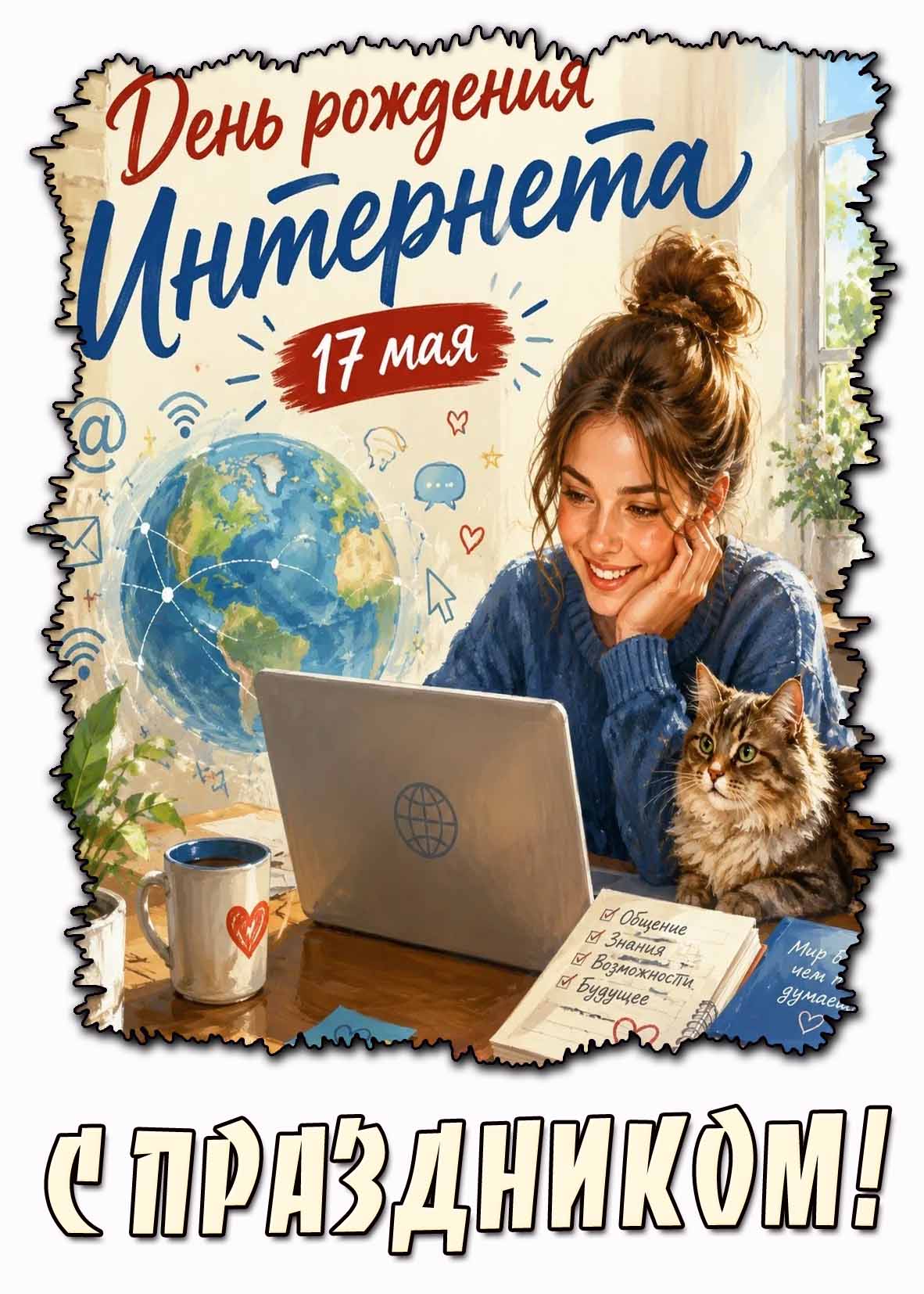 Картинка "17 мая - день рождения интернета! С праздником!"