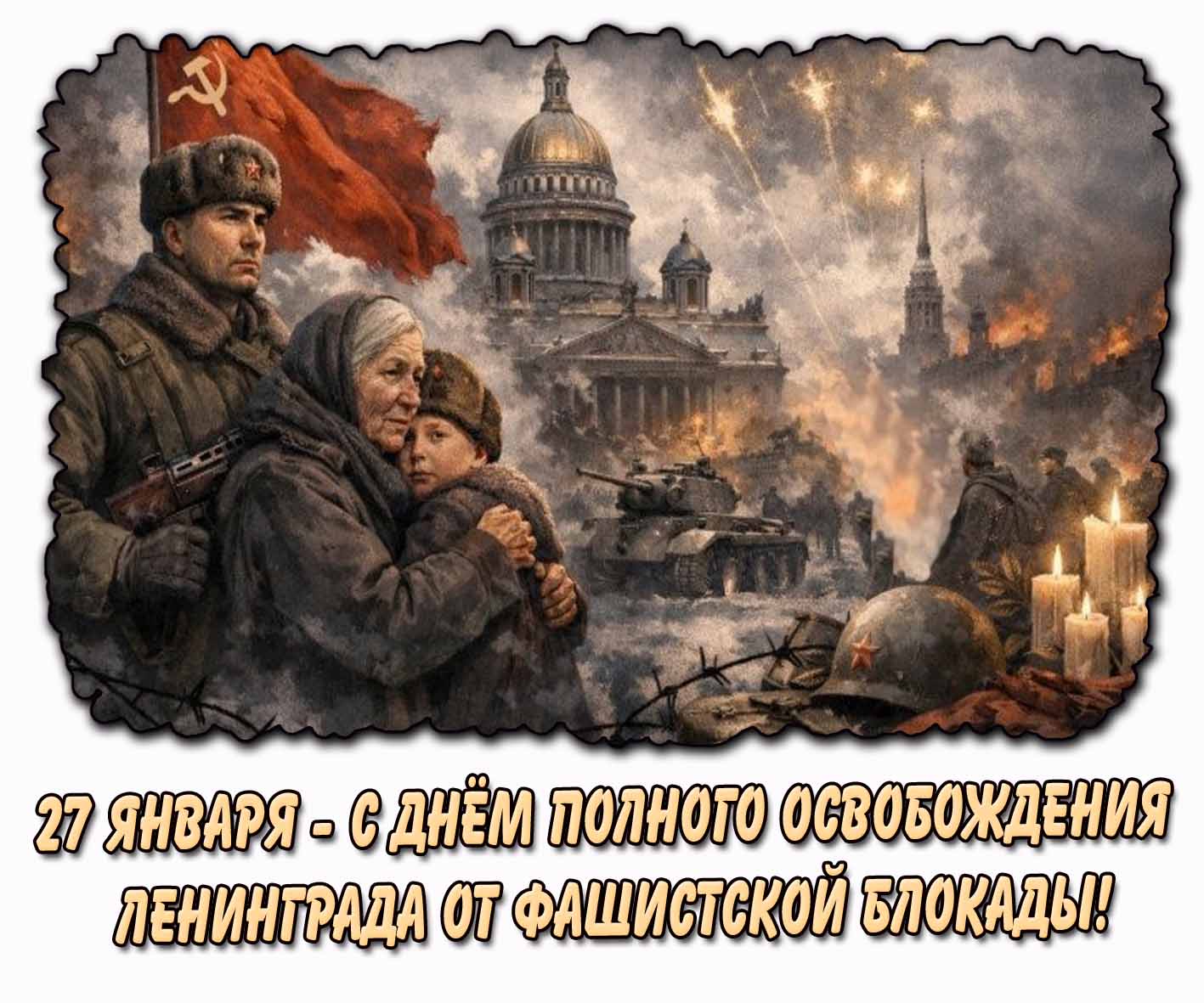 Картинка 27 января - с днём полного освобождения Ленинграда от фашистской блокады!