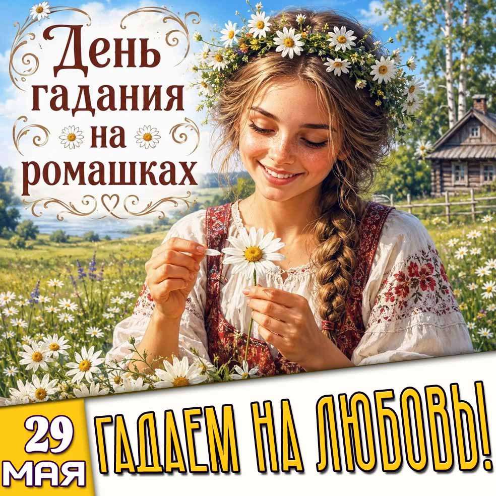 Картинка "29 мая - день гадания на ромашках! Гадаем на любовь!"