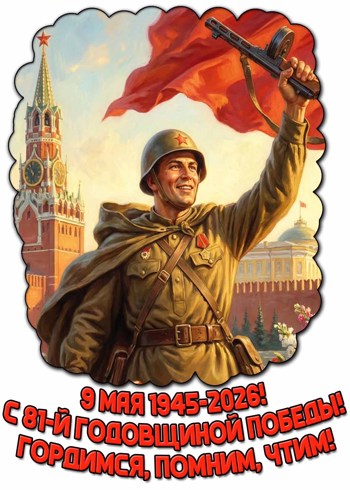 Картинка "9 мая 1945-2026! С 81-й годовщиной победы! Гордимся, Помним, Чтим!"