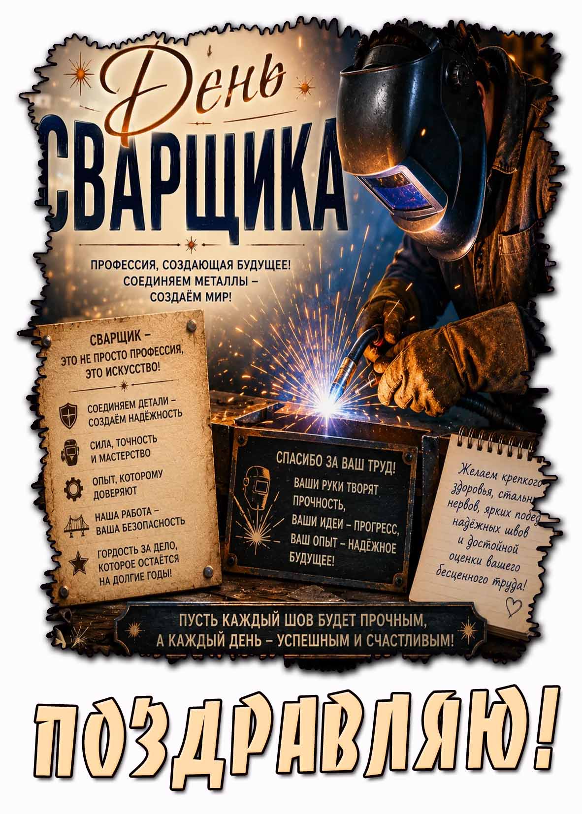 Картинка "День сварщика! Спасибо за ваш труд! Поздравляю!"
