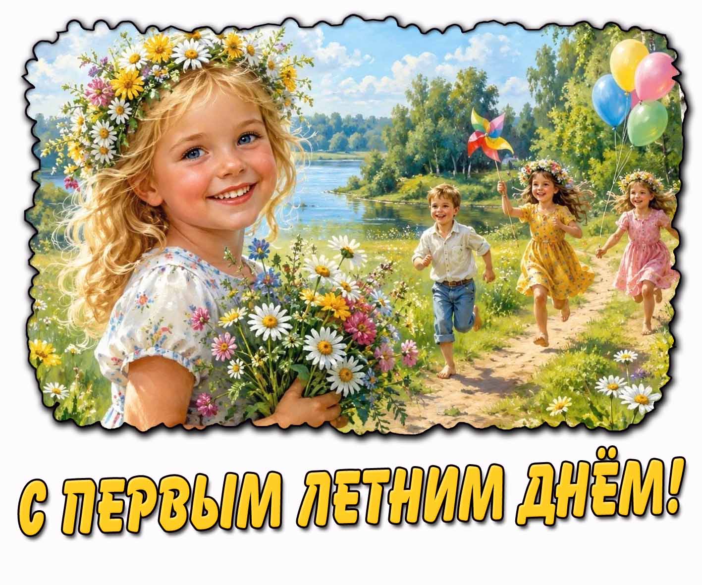 Картинка для детей "С первым летним днём!"