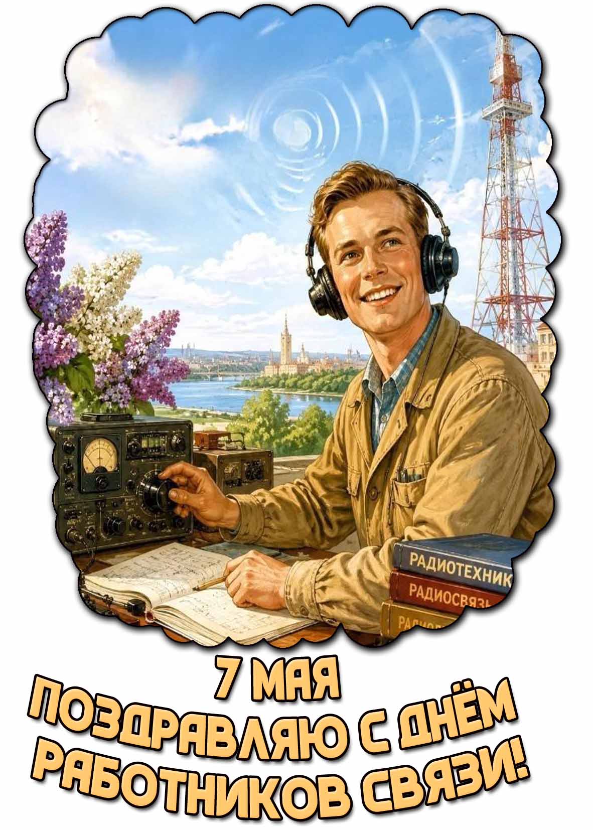 Картинка "Поздравляю с днём работников связи!" - 7 мая