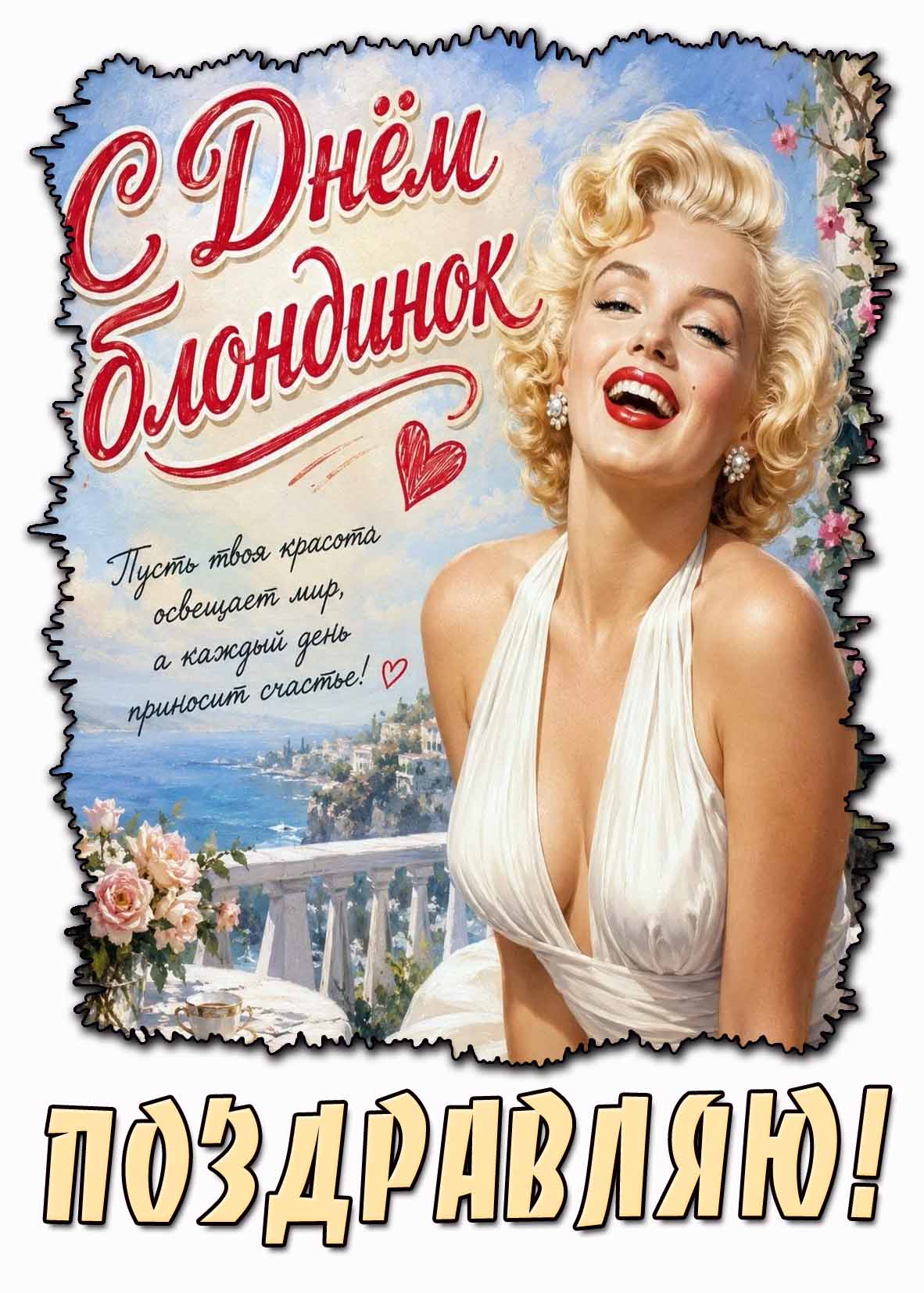 Картинка "С днём блондинок! Пусть твоя красота освещает мир, а каждый день приносит счастье! Поздравляю!"
