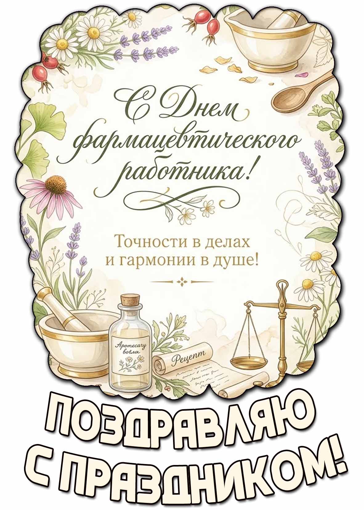 Картинка "С днём фармацевтического работника! Точности в делах и гармонии в душе! Поздравляю с праздником!"