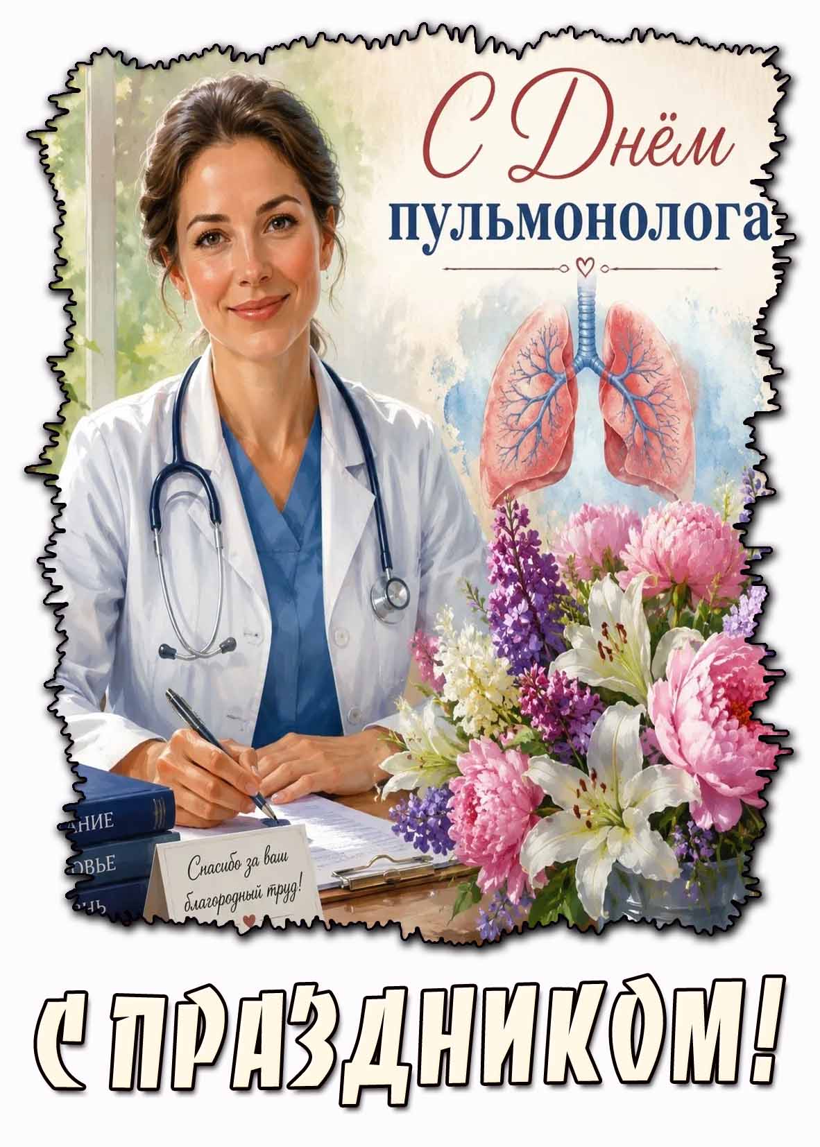 Картинка "С днём пульмонолога! Спасибо за ваш благородный труд! С праздником!"