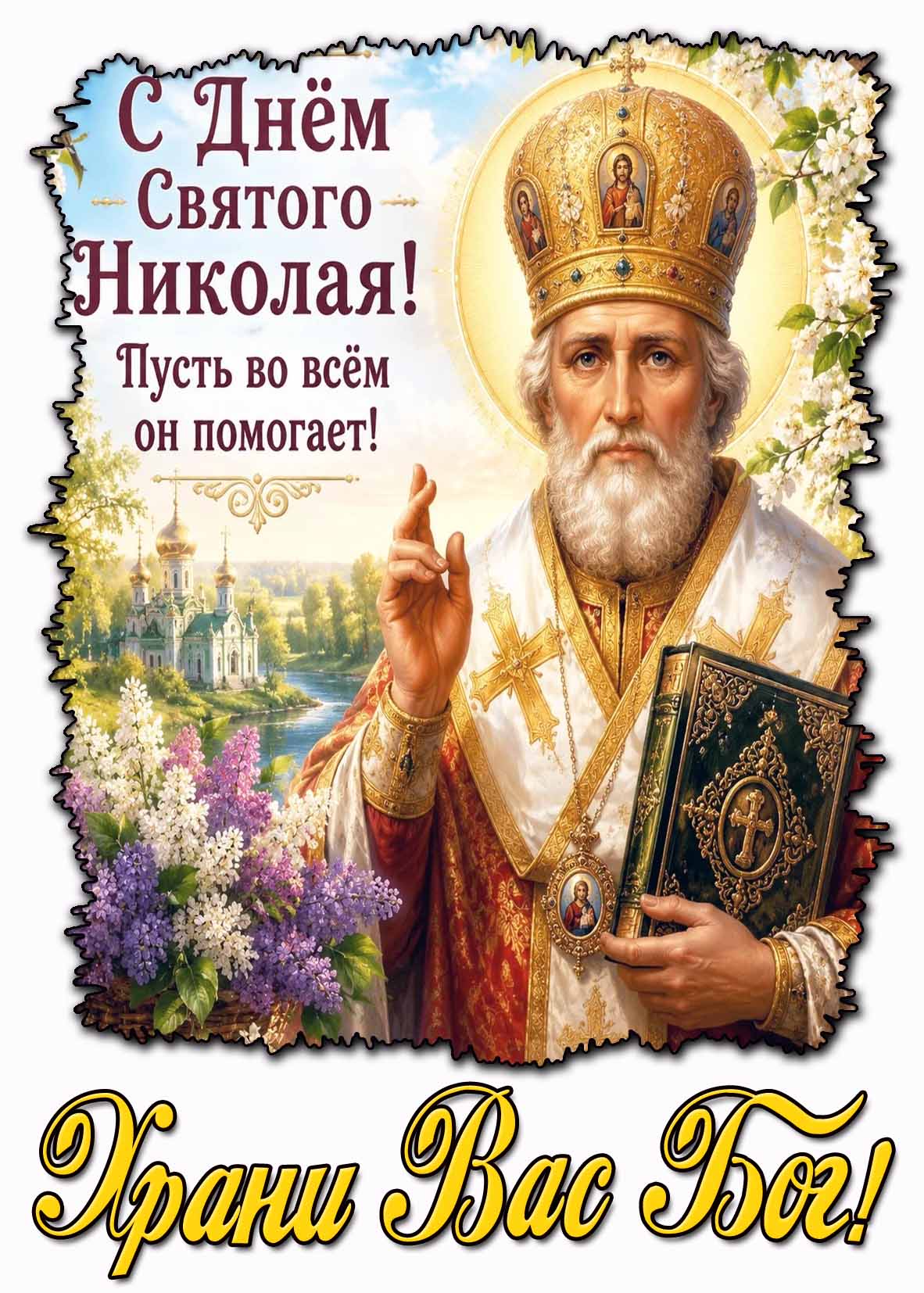 Картинка "С днём святого Николая! Пусть он во всём помогает! Храни Вас Бог!"