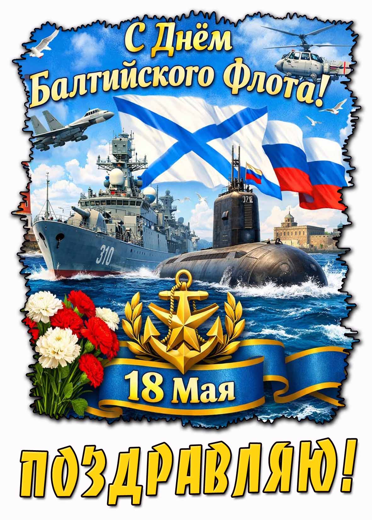 Красивая картинка "С днём Балтийского флота! Поздравляю!" - 18 мая