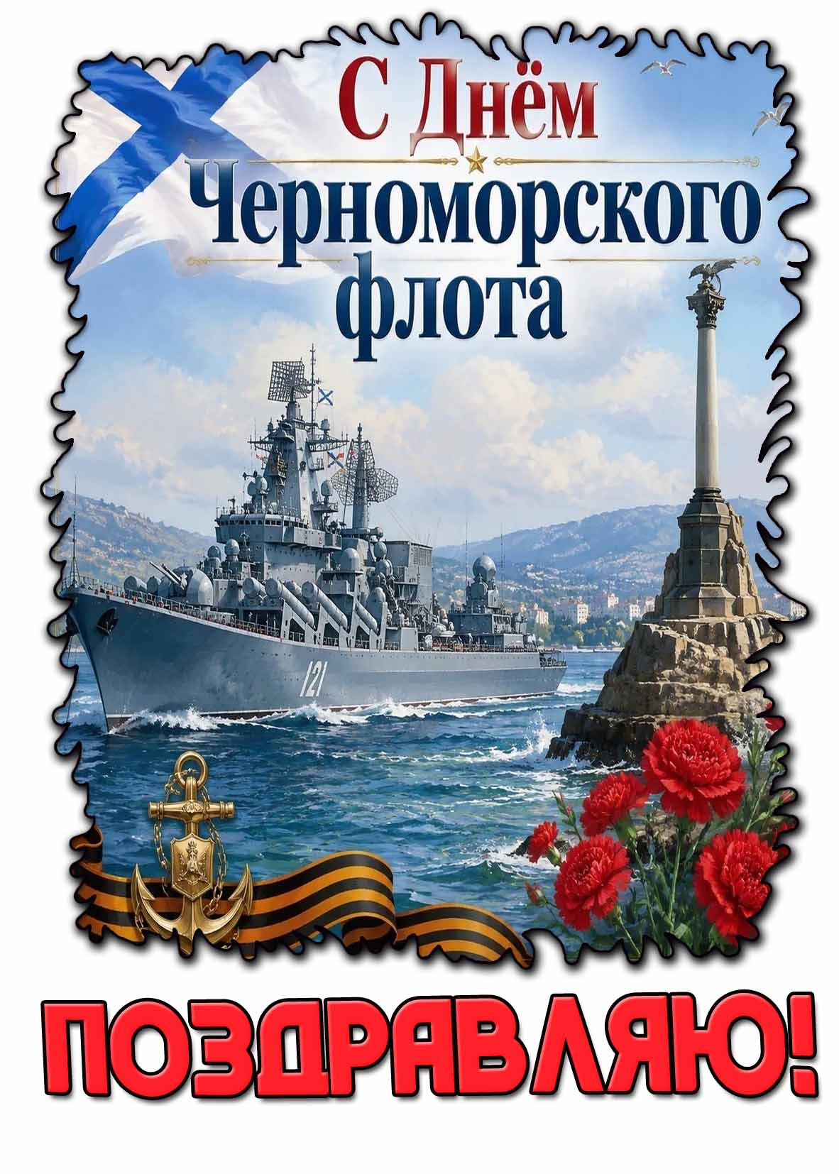 Красивая картинка "С днём черноморского флота! Поздравляю!"