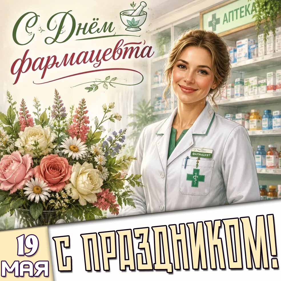 Красивая картинка "С днём фармацевта! С праздником!" - 19 мая