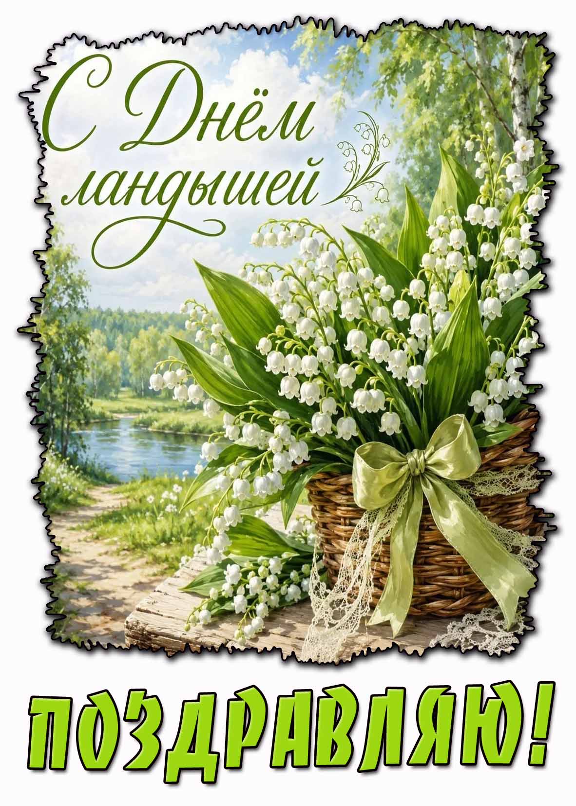 Красивая картинка "С днём ландышей! Поздравляю!"