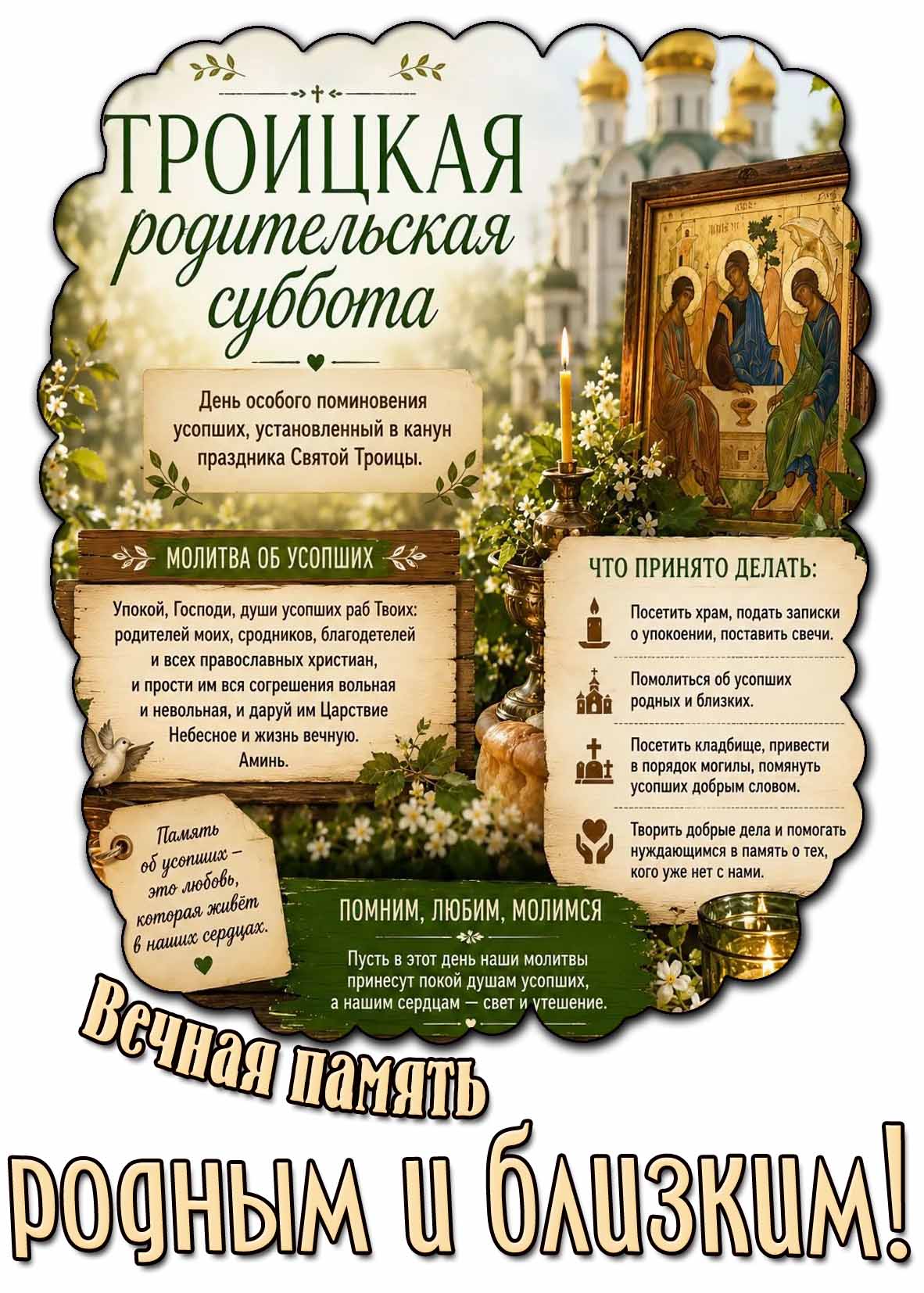 Красивая картинка "Троицкая родительская суббота! Вечная память родным и близким!"