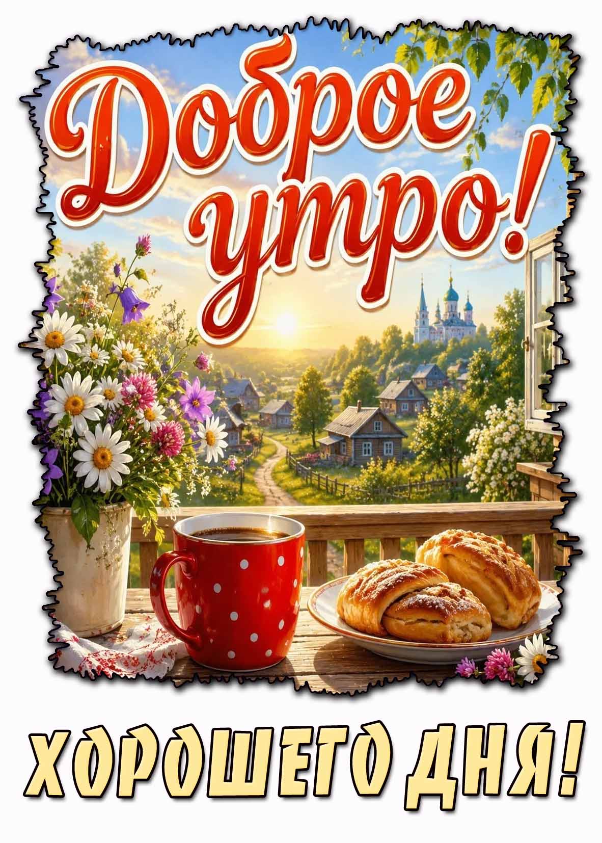 Красивая летняя открытка "Доброе утро! Хорошего дня!"