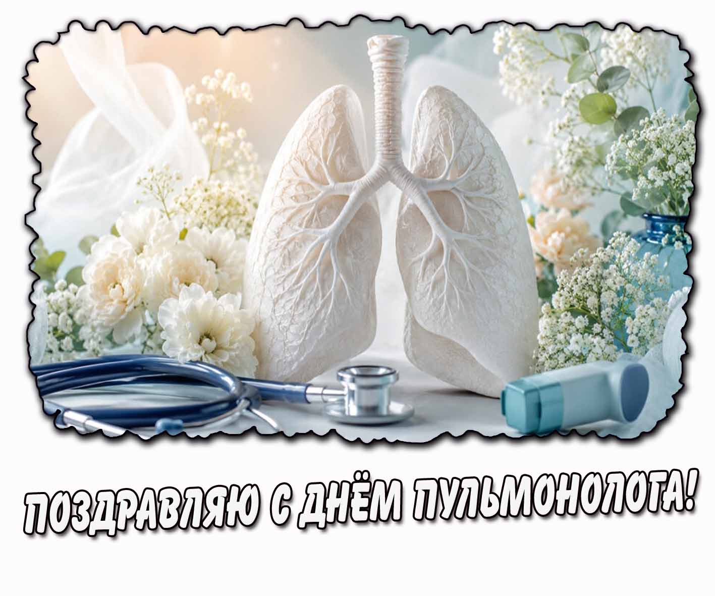 Красивая открытка "Поздравляю с днём пульмонолога!"