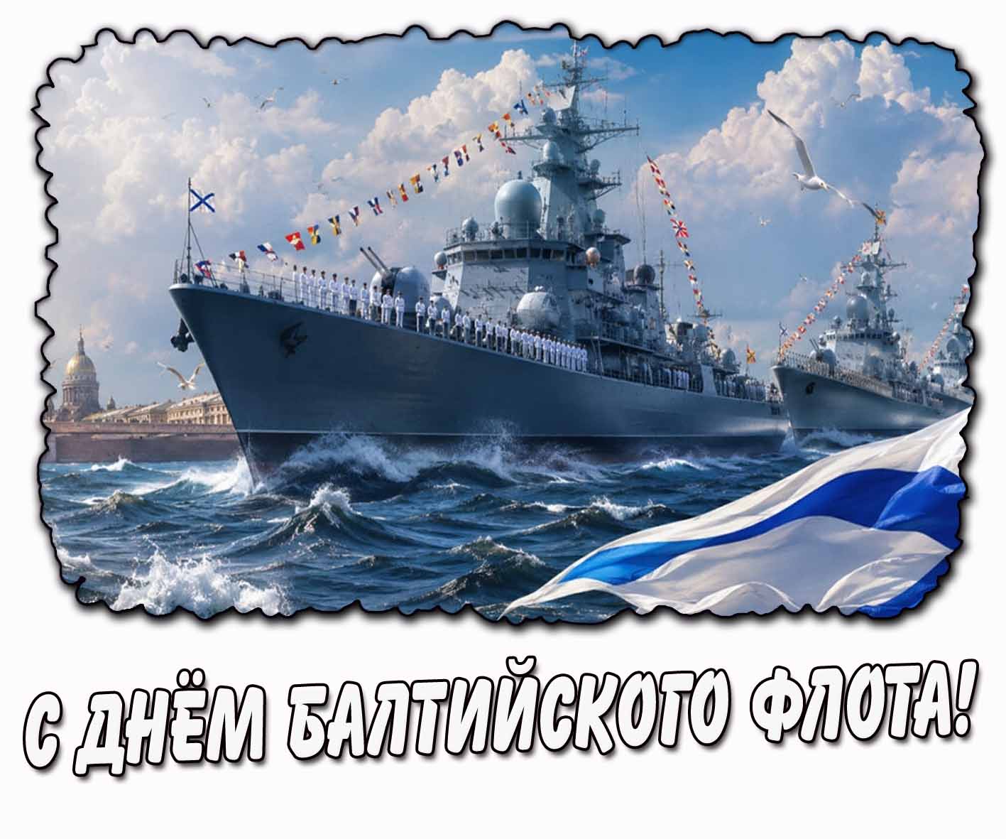 Красивая открытка с днём Балтийского флота!