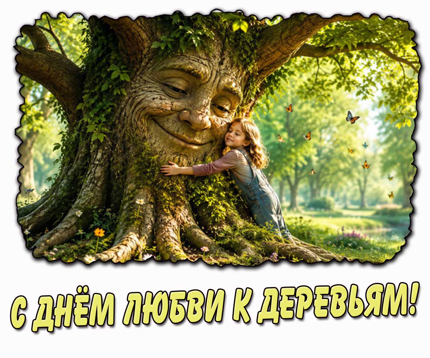 Красивая открытка с днём любви к деревьям