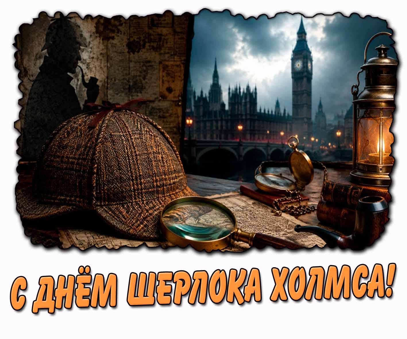 Красивая открытка с днём Шерлока Холмса