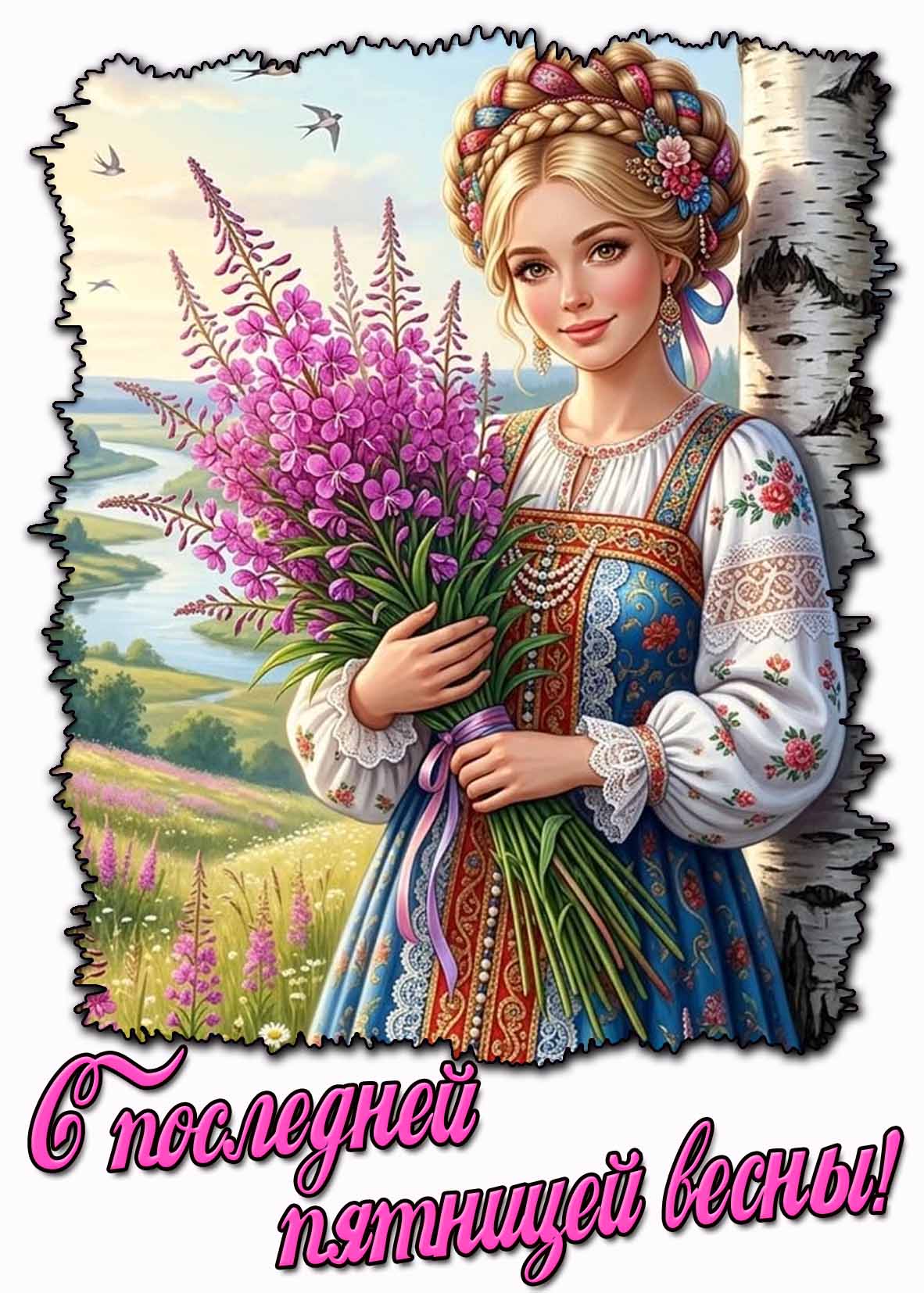Красивая открытка с последней пятницей весны