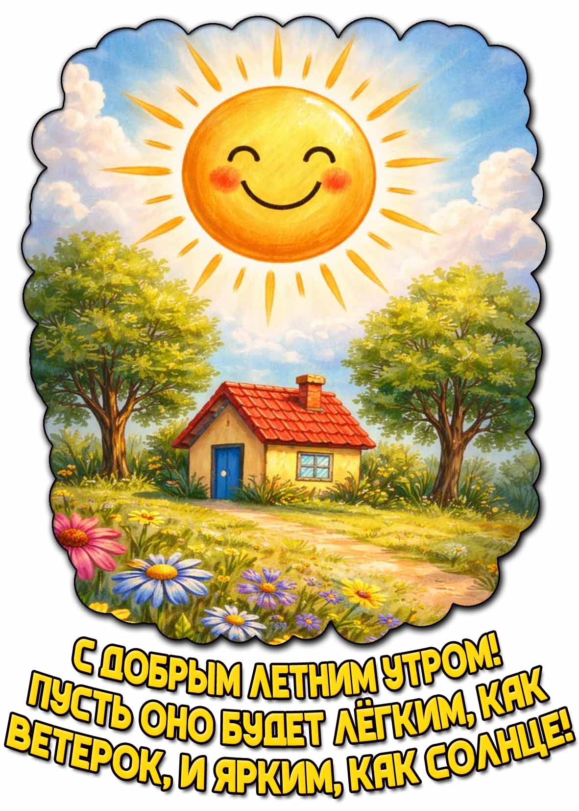 Открытка "С добрым летним утро! Пусть оно будет лёгким, как ветерок, и ярким, как солнце!"