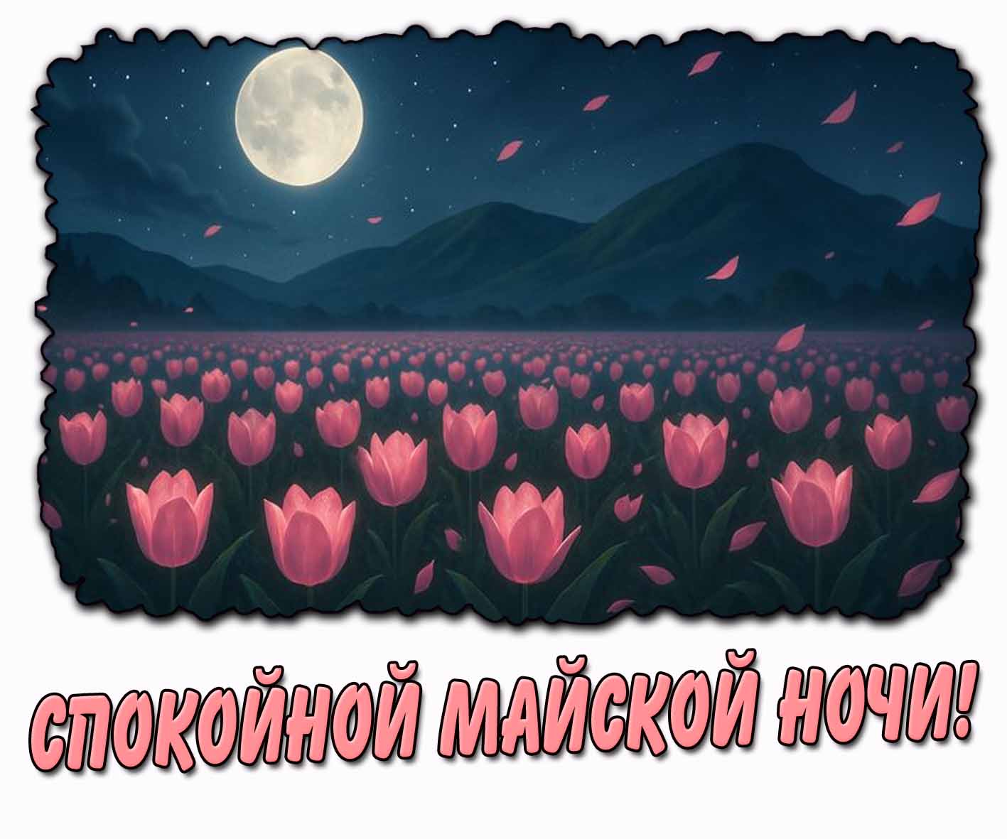 Горизонтальная открытка спокойной майской ночи