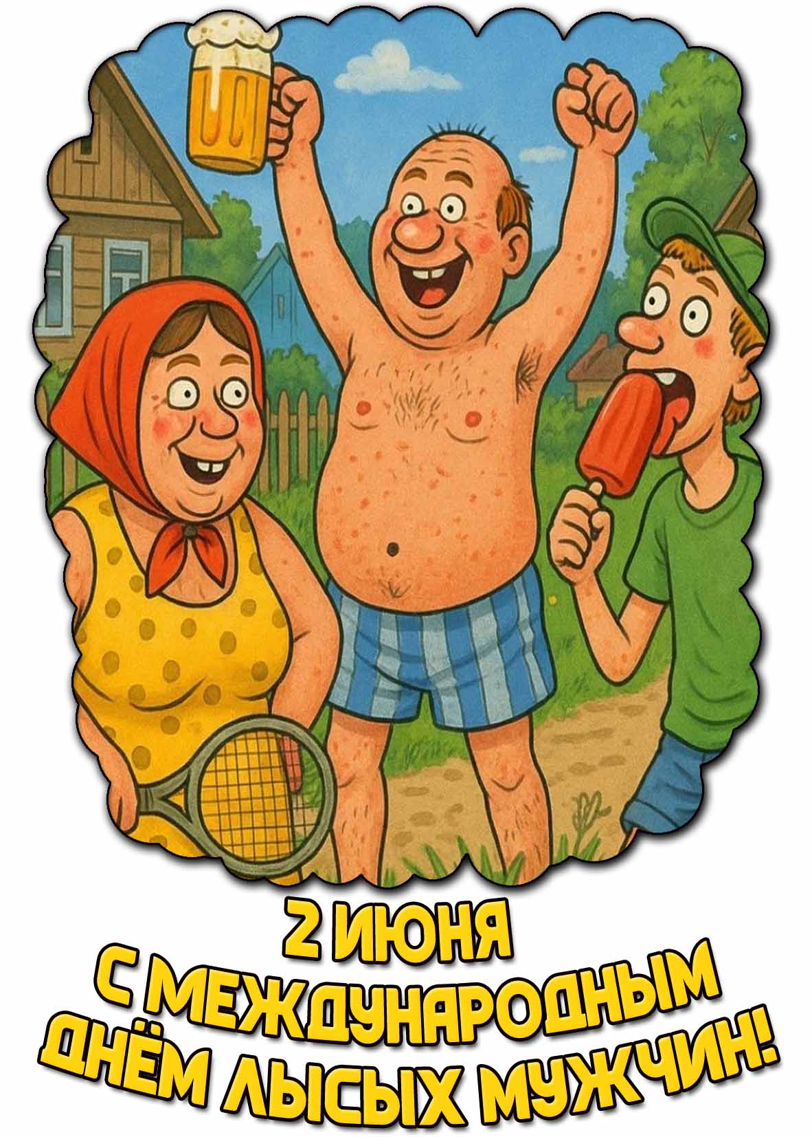 Смешная картинка "С Международным днём лысых мужчин!" - 2 июня