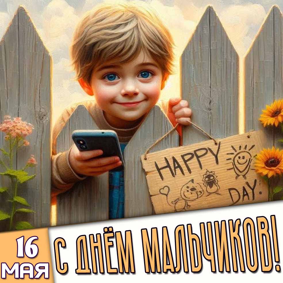 Открытка 16 мая - с днём мальчиков!