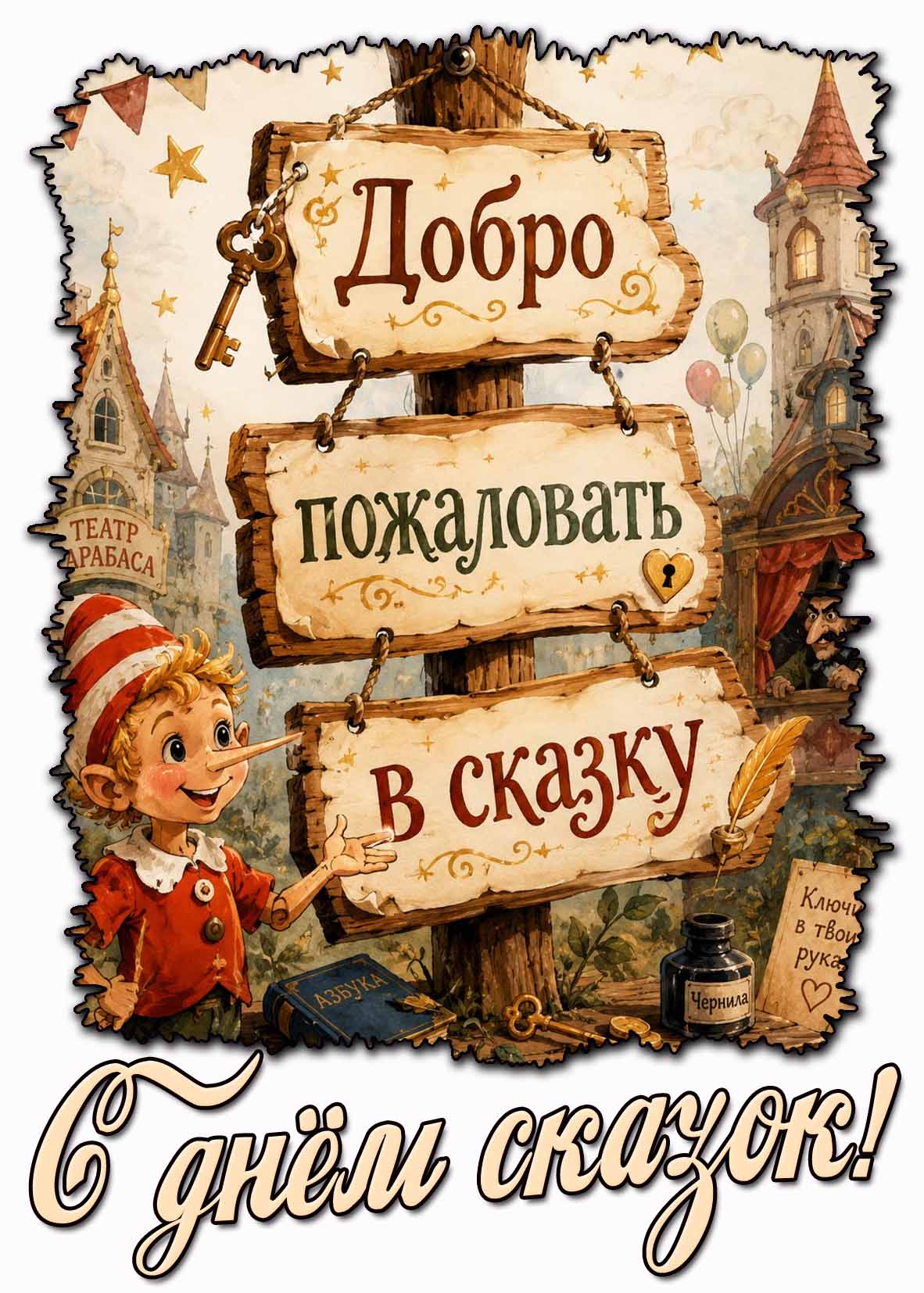 Прикольная картинка "С днём сказок! Добро пожаловать в сказку!"