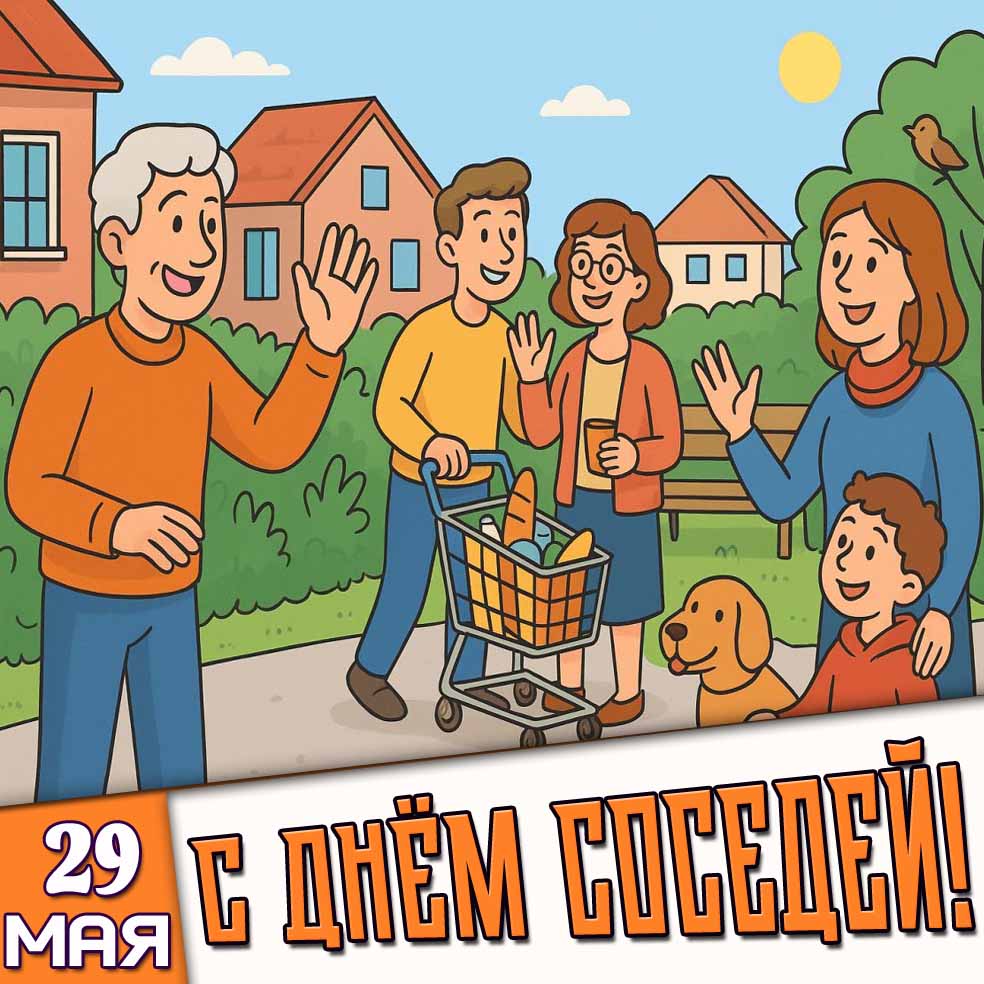 Открытка 29 мая - с днём соседей!