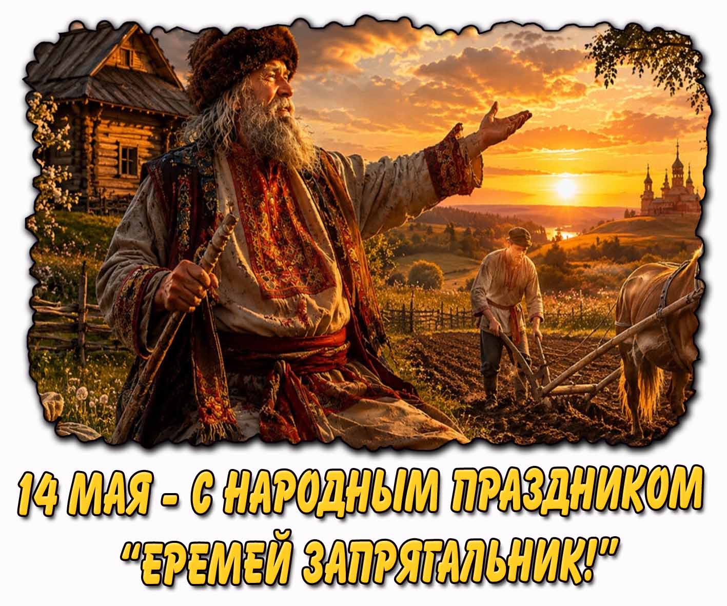 Открытка 14 мая - с народным праздником "Еремей Запрягальник!"