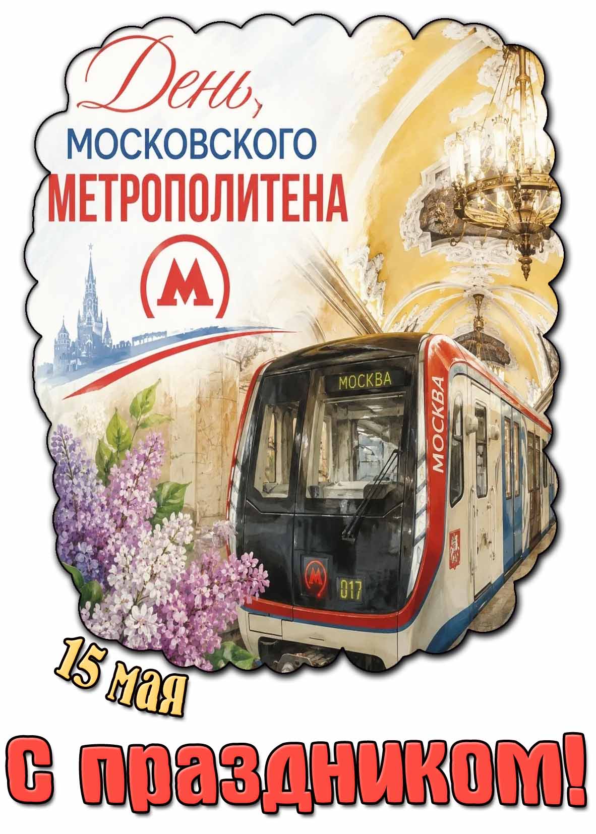 Открытка "15 мая - день Московского метрополитена! С праздником!"