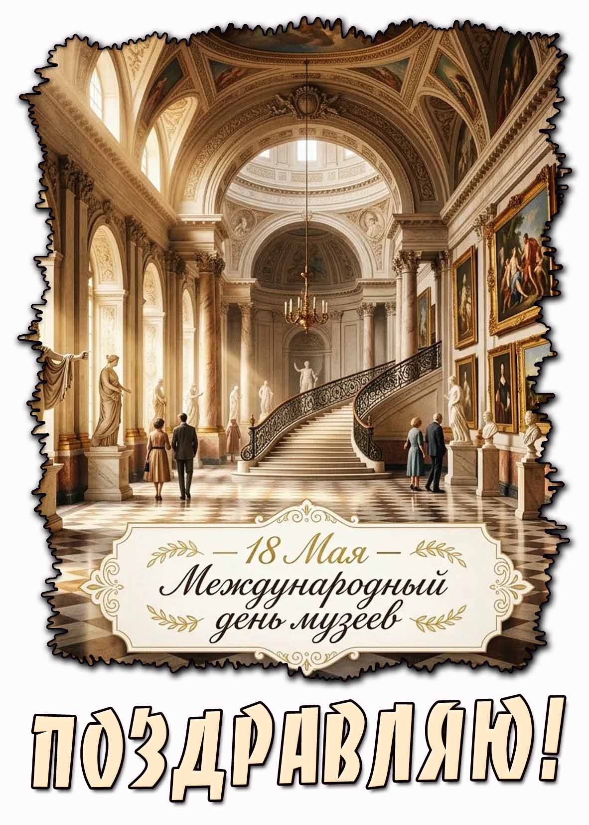 Открытка "18 мая - Международный день музеев! Поздравляю!"