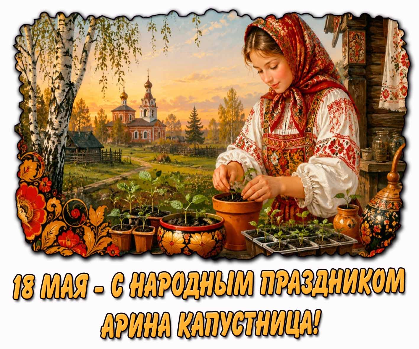 Открытка 18 мая - с народным праздником Арина Капустница!
